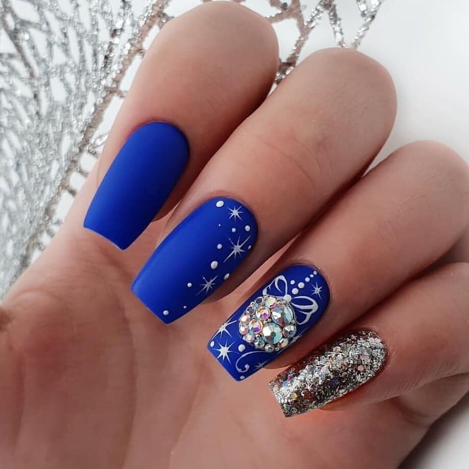 Зимний Дизайн Ногтей В Синем Цвете