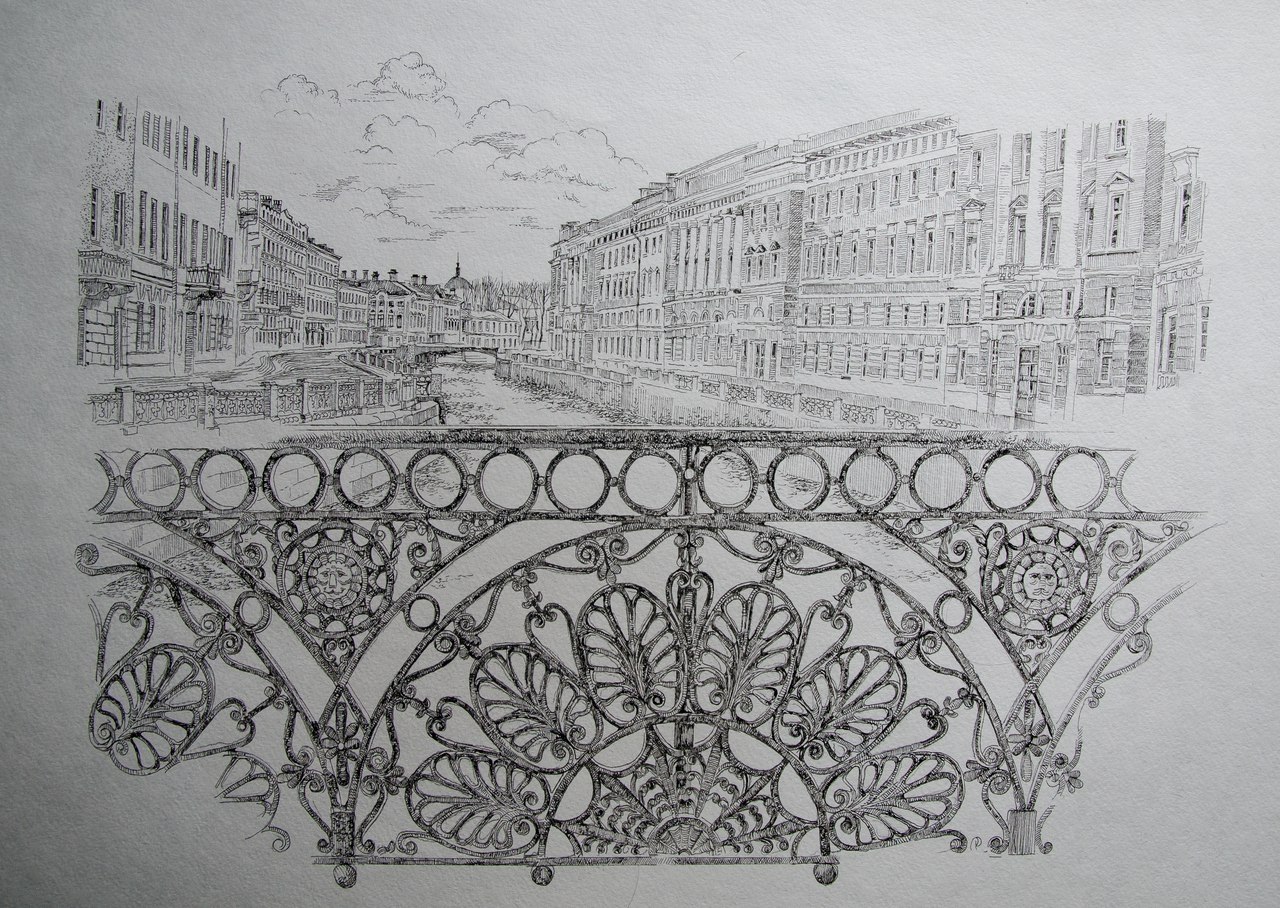 Решетка певческого моста в Санкт-Петербурге
