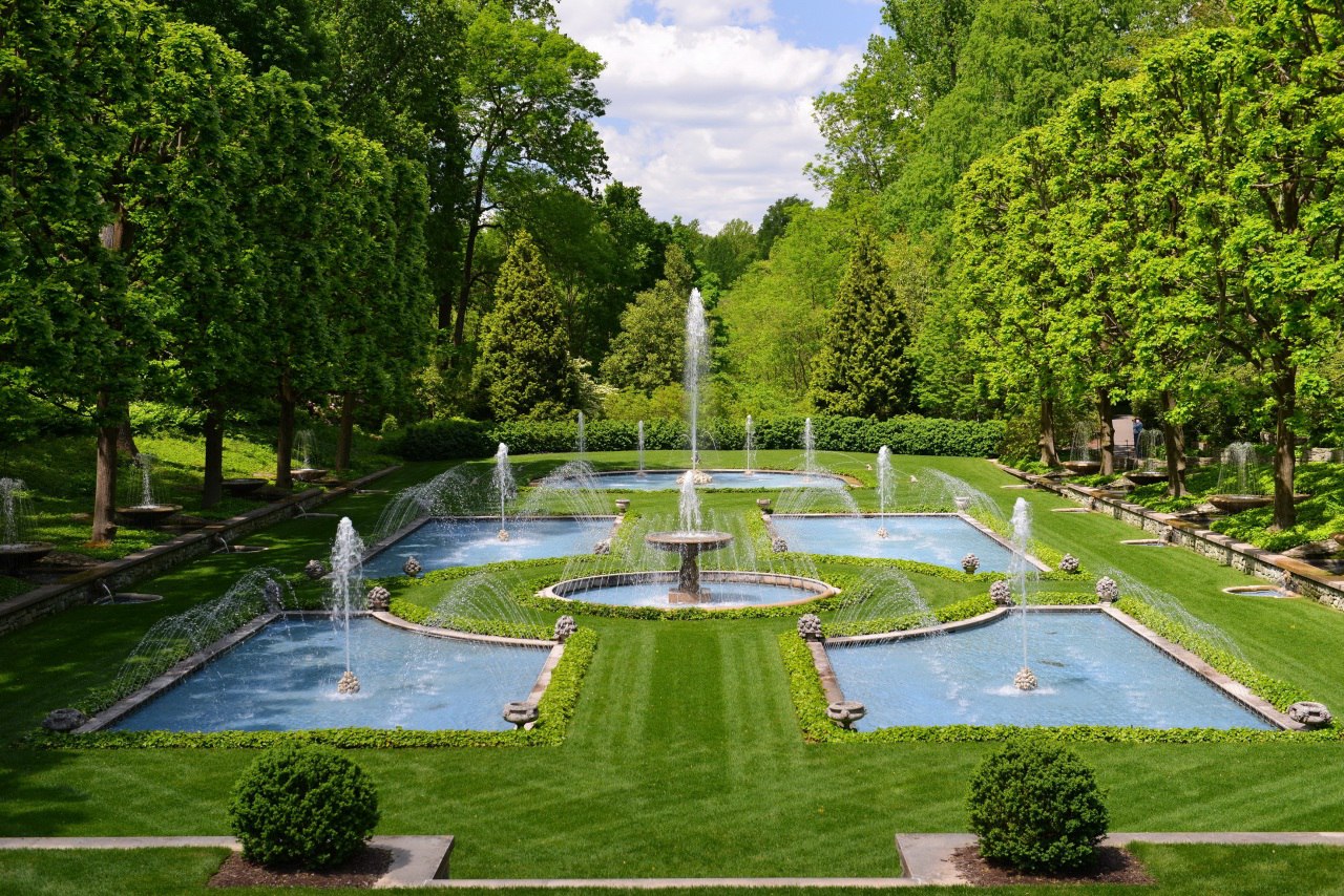 Фонтаны Longwood Gardens. Кеннет сквер, Пенсильвания