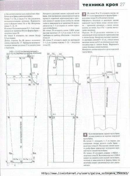 Чертеж женских брюк по мюллеру