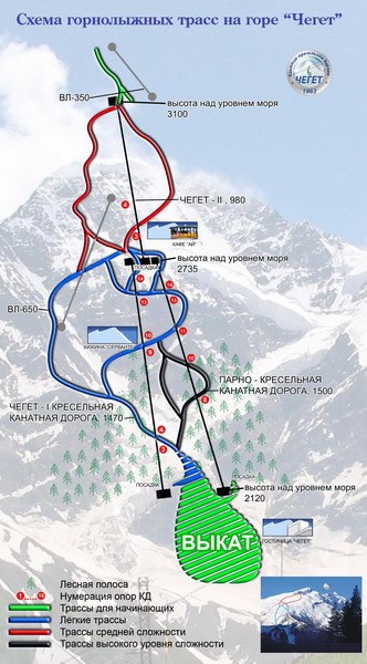 Карта трасс эльбрус горнолыжный курорт