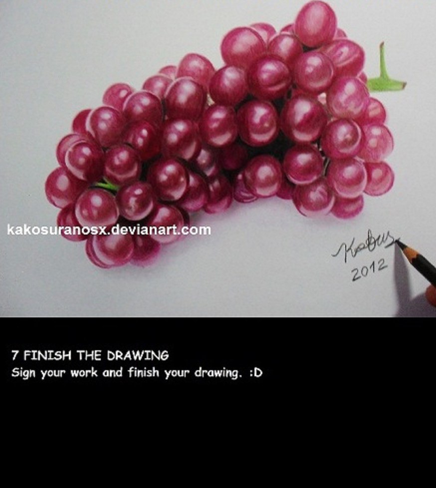 Графика цветной карандаш виноград