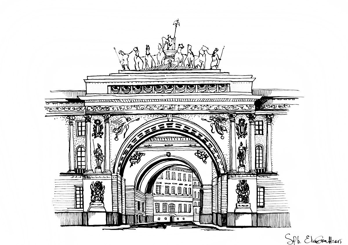 Зимний дворец санкт петербург рисунок карандашом