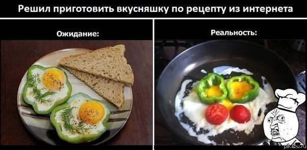 Решила готовить. Вкусняшки ожидание и реальность. Приколы про рецепты еды. Рецепт из интернета прикол. Приколы про еду ожидание и реальность.