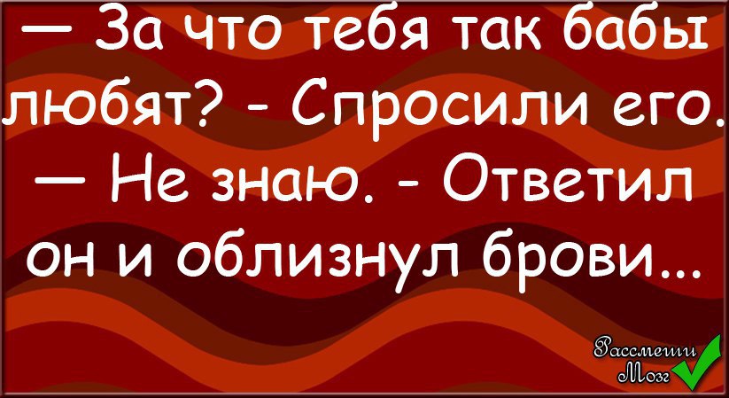 В чем секрет вашего успеха у женщин не знаю ответил он и облизнул брови