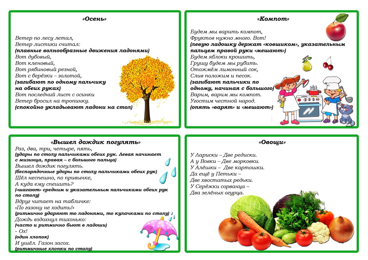 Картотека пальчиковых игр в картинках