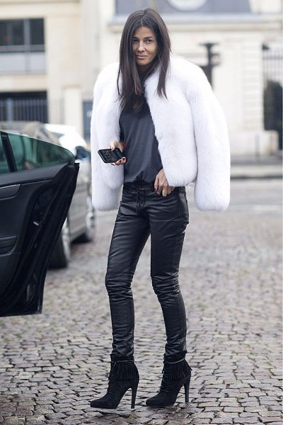 Кожаные штаны женские в обтяжку с чем носить зимой