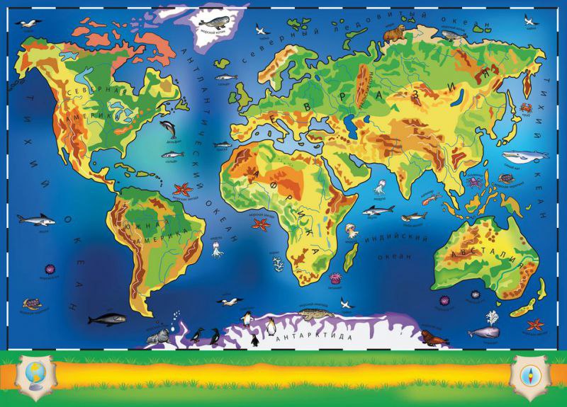 Карта материков для детей
