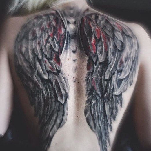 Крылья на спине ангел и демон