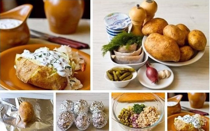 Печеный картофель с селедочным соусом