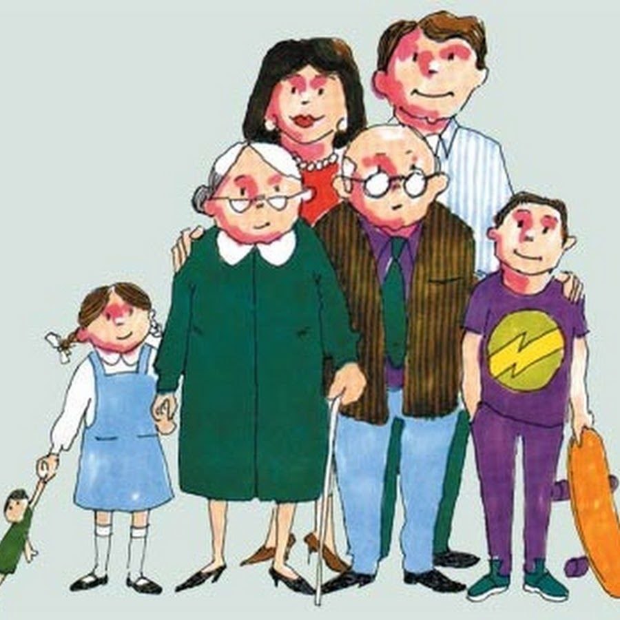 Дружная семья с бабушками и дедушками