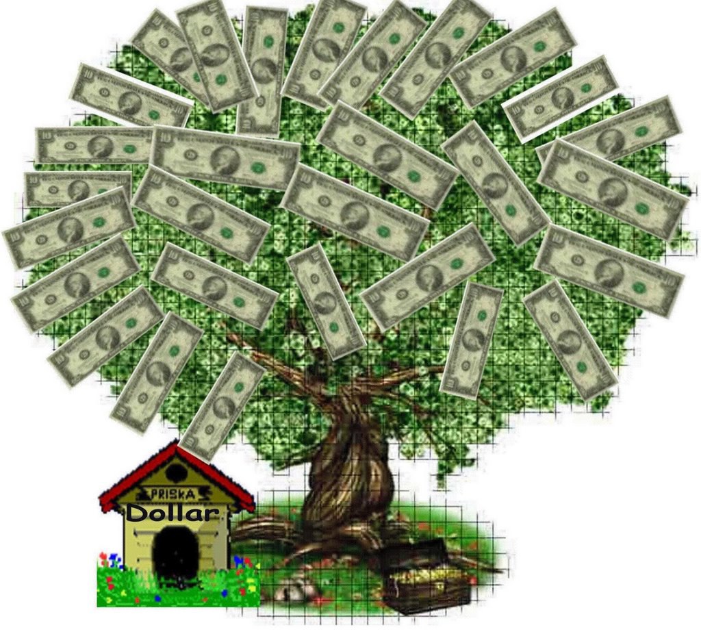 Денежное дерево с деньгами