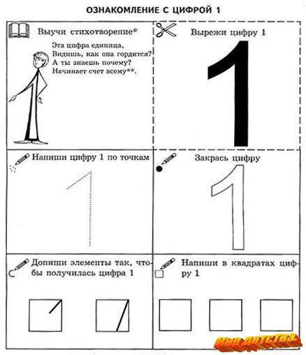 Альбом цифр включающий образцы написания цифр с подборкой стихов по каждой цифре