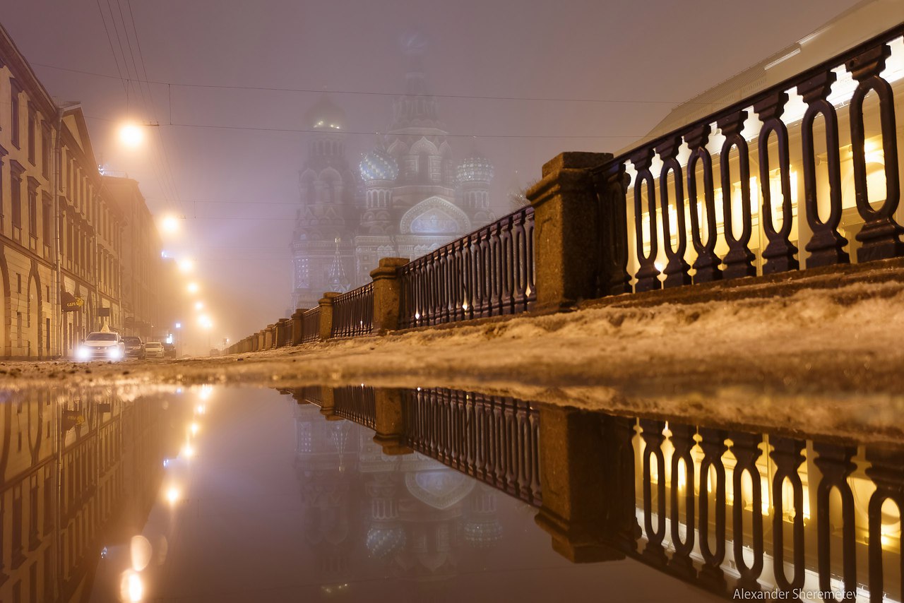 Ночной туманный Петербург