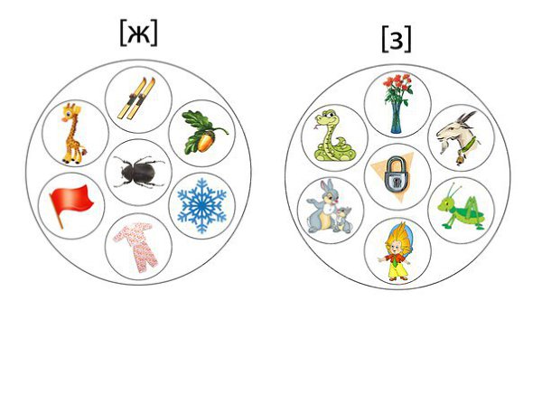 Картинки на дифференциацию звуков з ж