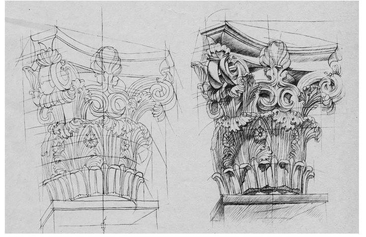 Коринфский ордер рисунок карандашом