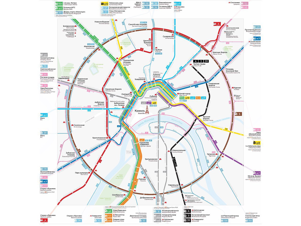 Транспортная карта москвы с маршрутами городского транспорта