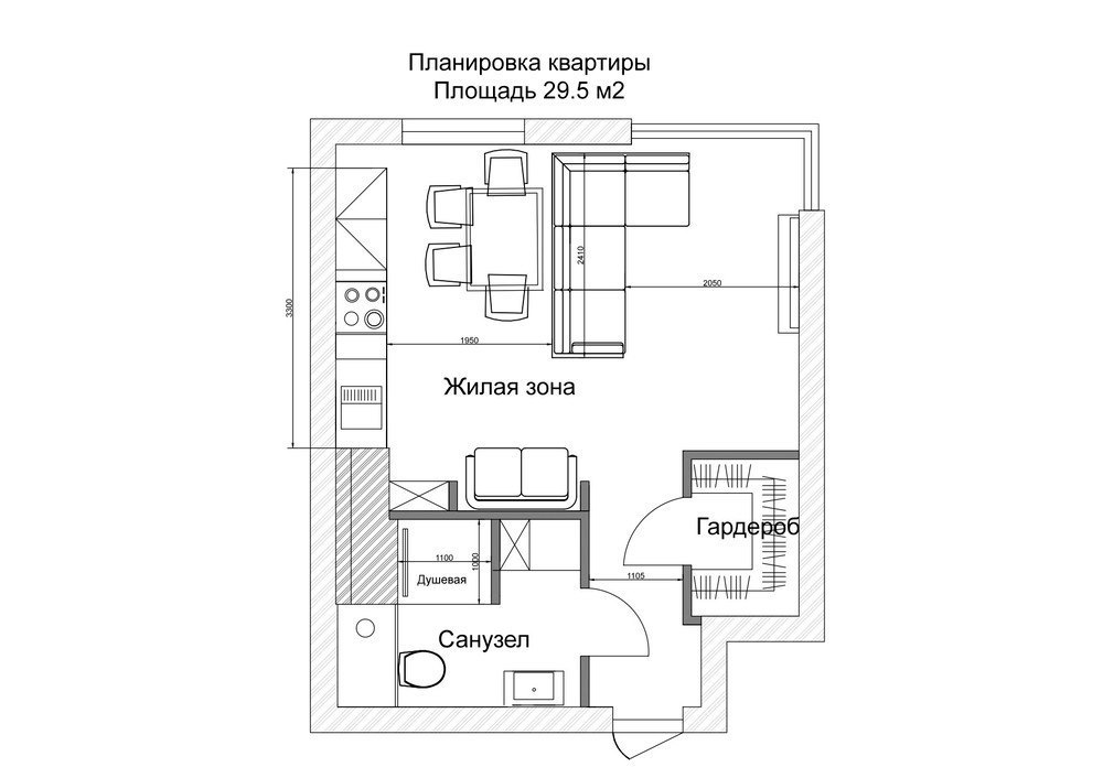 Чертеж маленькой квартиры