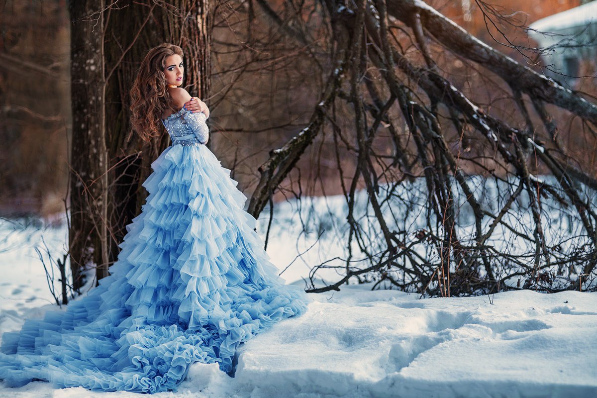 Зимняя фотосессия в платье