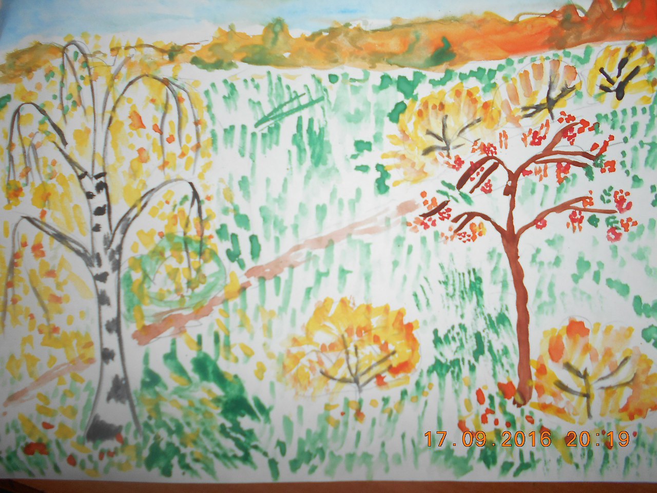 Осенний рисунок на конкурс с ребенком 5 лет