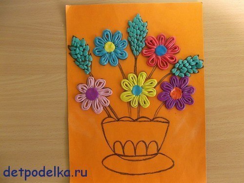 Взрослому, открытка пластилин на картоне