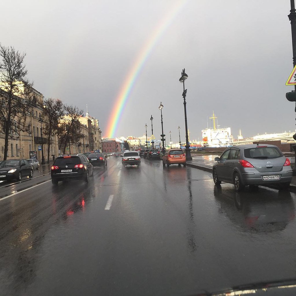 Санкт Петербург дождь Радуга