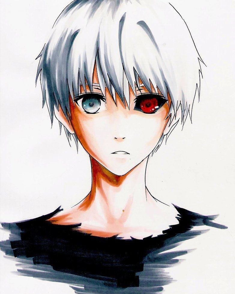 Как нарисовать kaneki ken