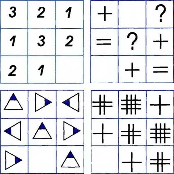 Логические таблицы для дошкольников в картинках