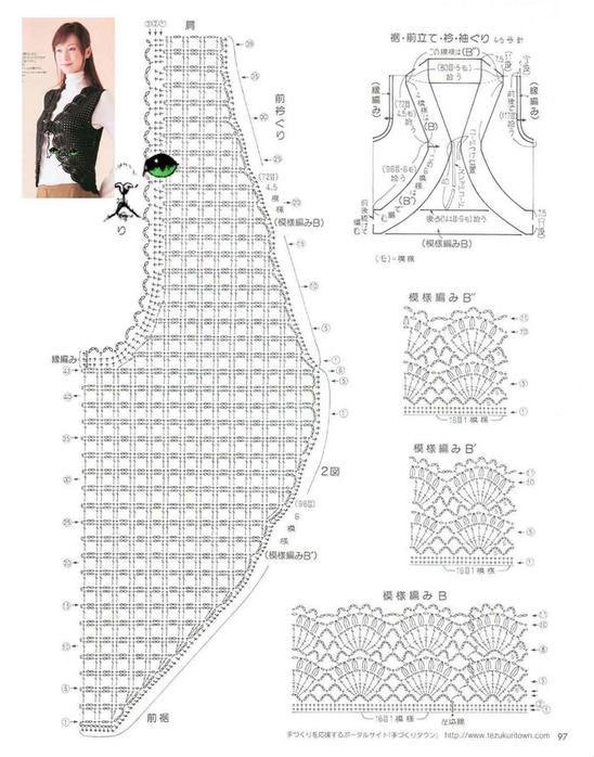 Модные жилеты крючком со схемами и эксклюзивные вязаные
