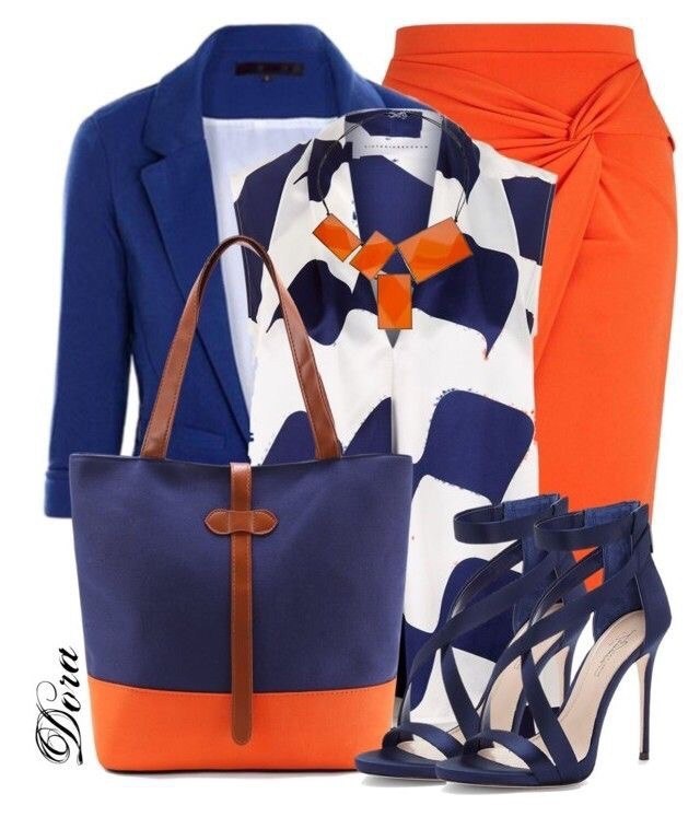 Оранжевый с синим в одежде
