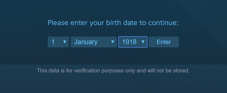 Please enter your cd key. Please enter your birth date to continue:.