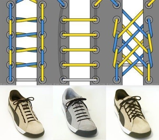 Шнуровка кроссовок варианты с 6 дырками мужские поэтапно