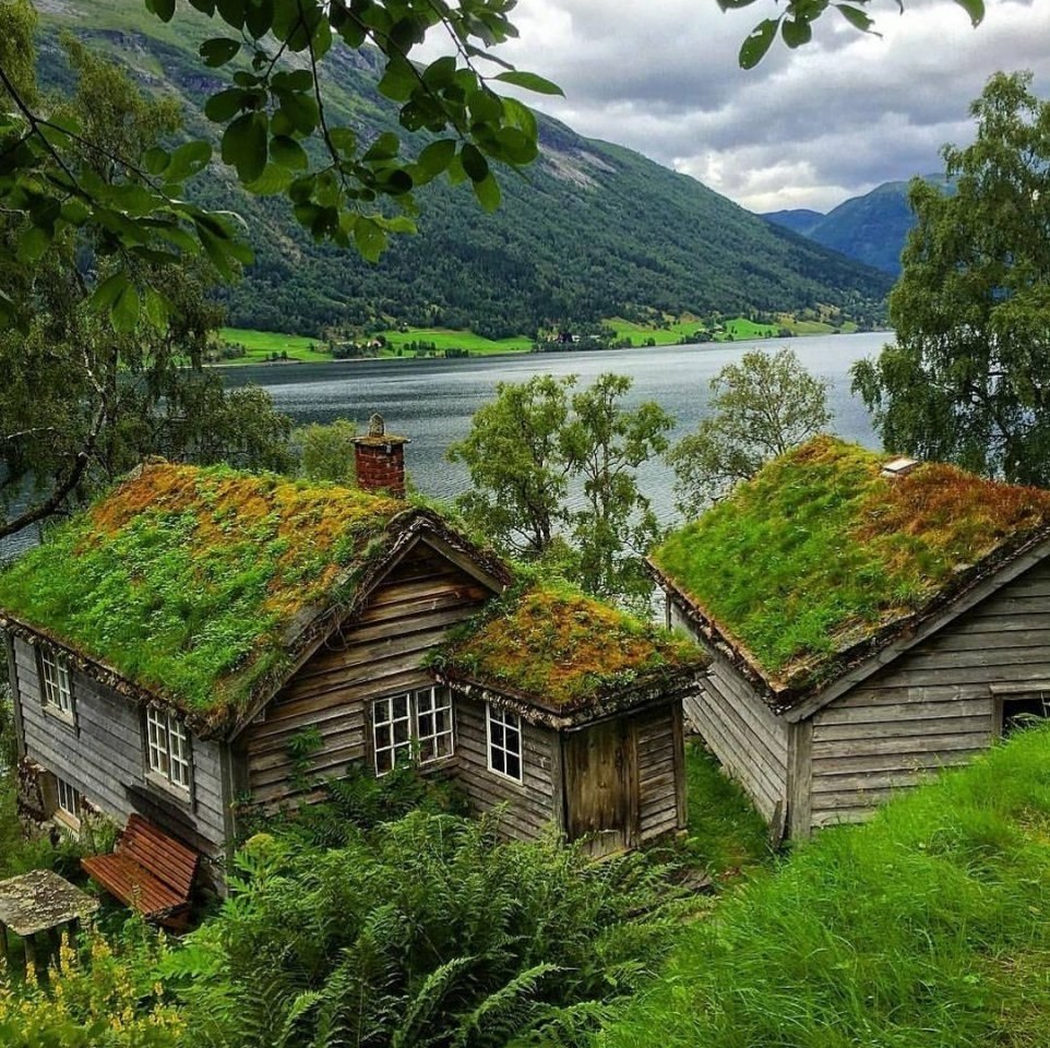 Пейзаж с домиками фото