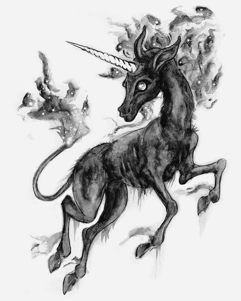 Единорог страшный рисунок