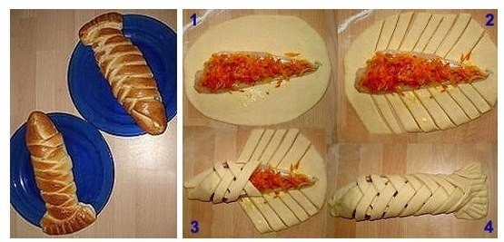 Как завернуть рыбный пирог косичкой