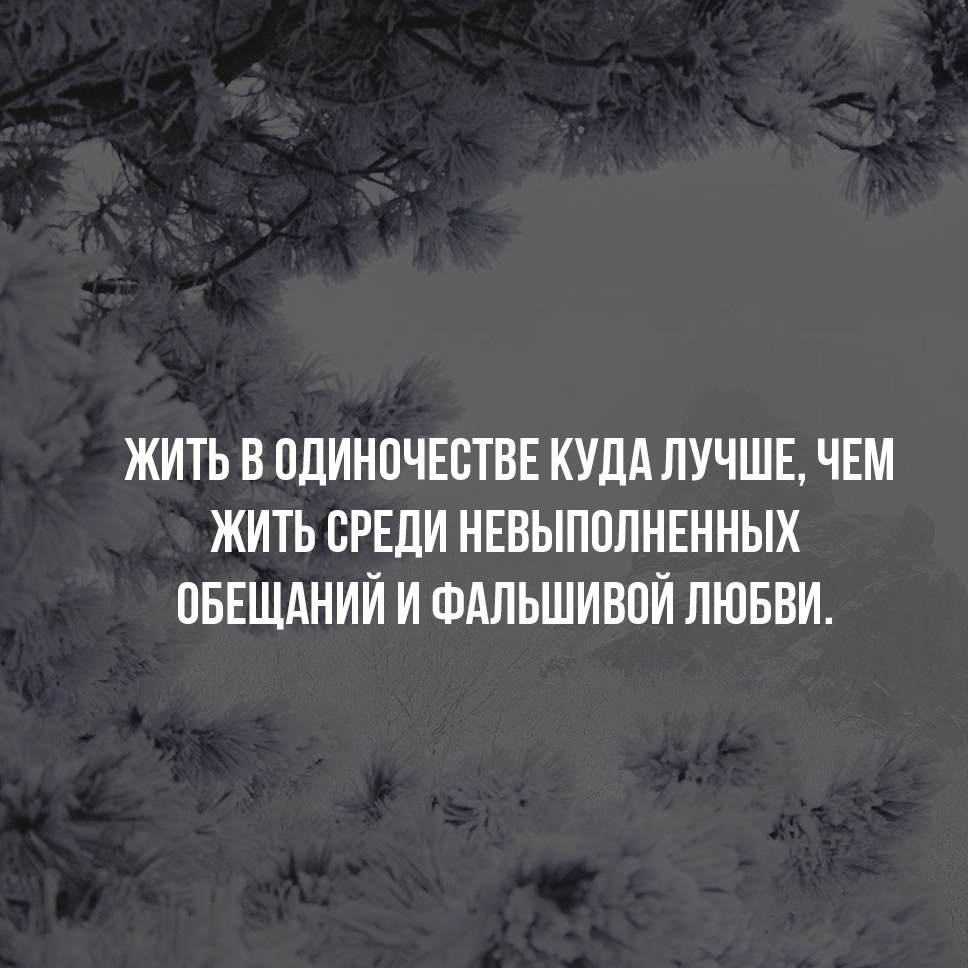 Жить в одиночестве куда лучше чем жить среди невыполненных обещаний и поддельной любви картинки