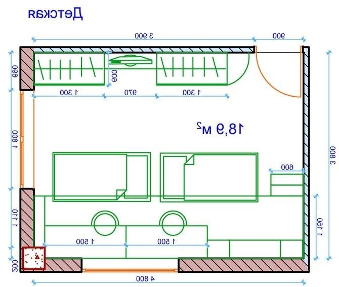 Кровать на плане