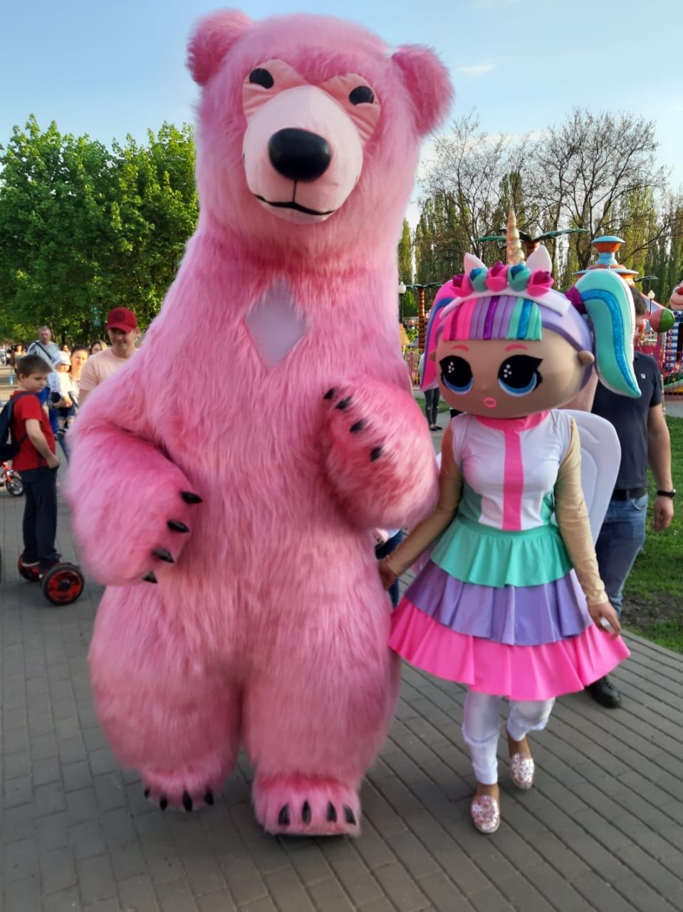 Ростовая кукла розовый медведь