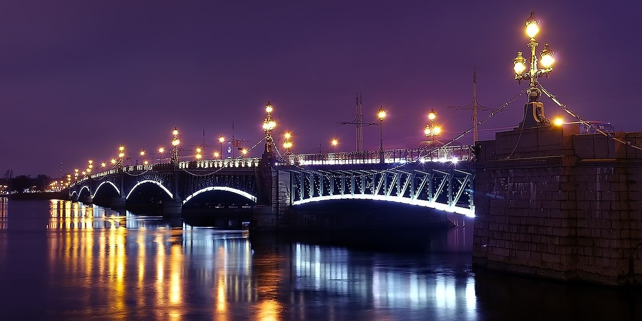 Троицкий мост в санкт петербурге ночью