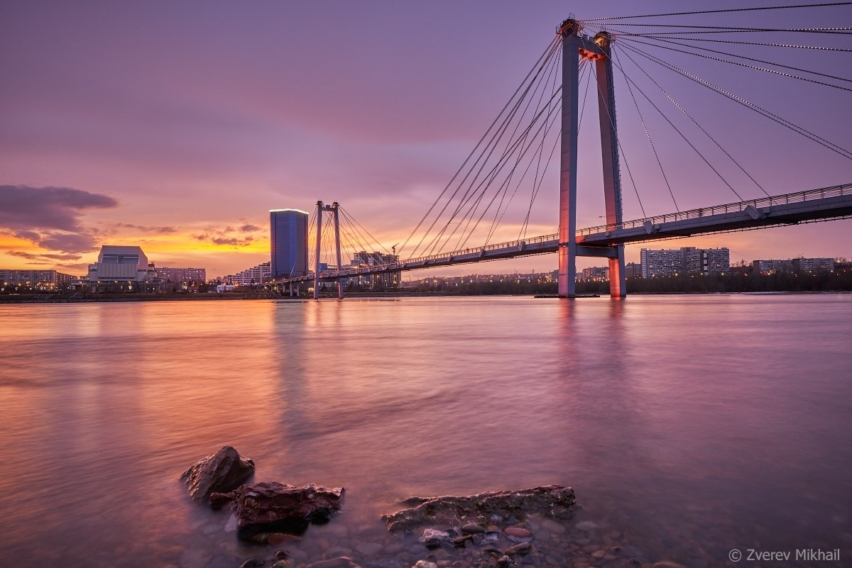 Вантовый мост Красноярск закат