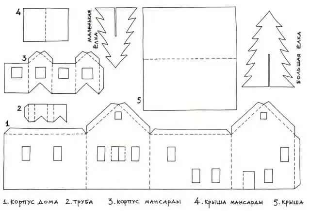 Дом из картона чертеж