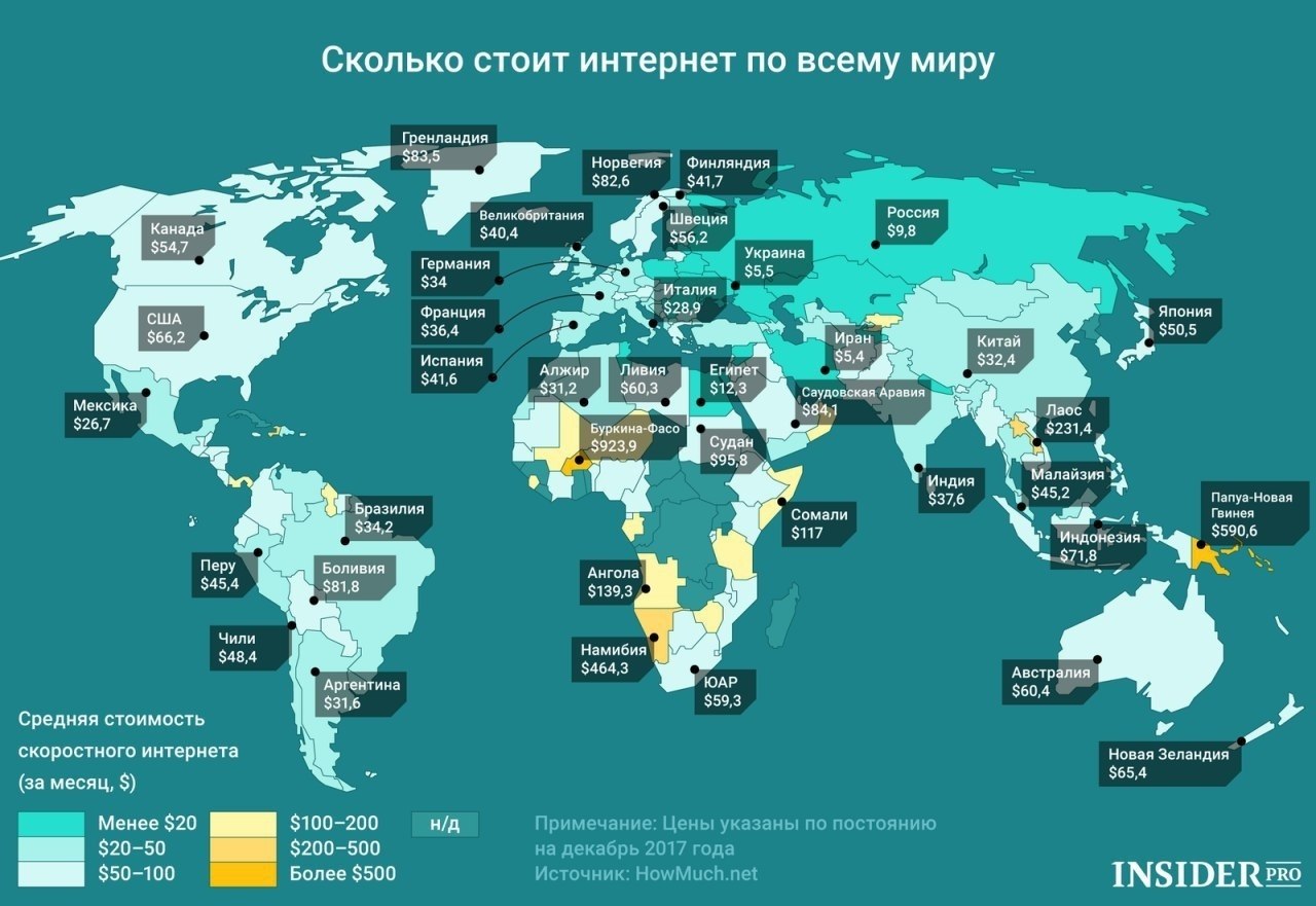 Карта скорости мобильного интернета