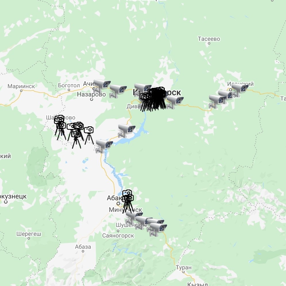 Карта камер красноярск видеофиксации