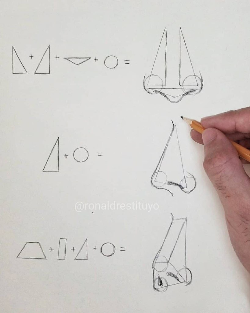 Как рисовать нос через треугольник