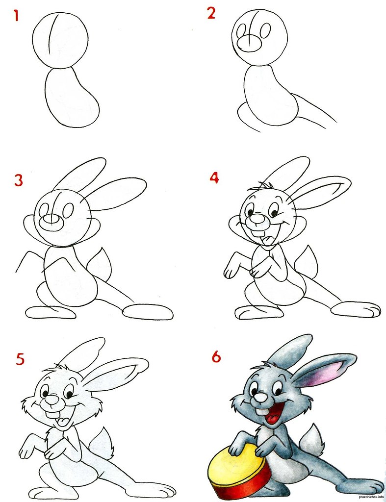 Поэтапный рисунок зайца