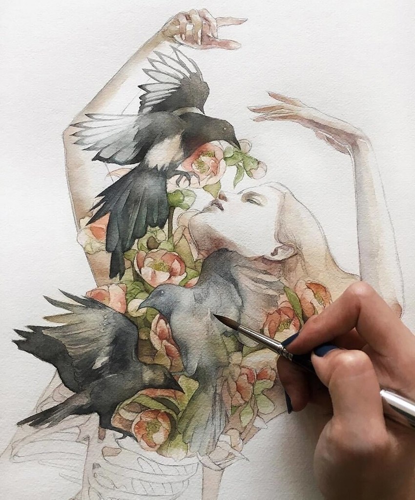 Креативные рисунки акварелью