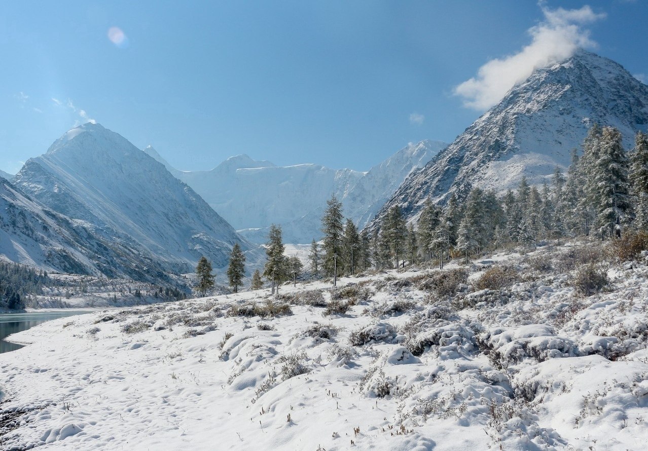 Гора Белуха Алтайский край зимой