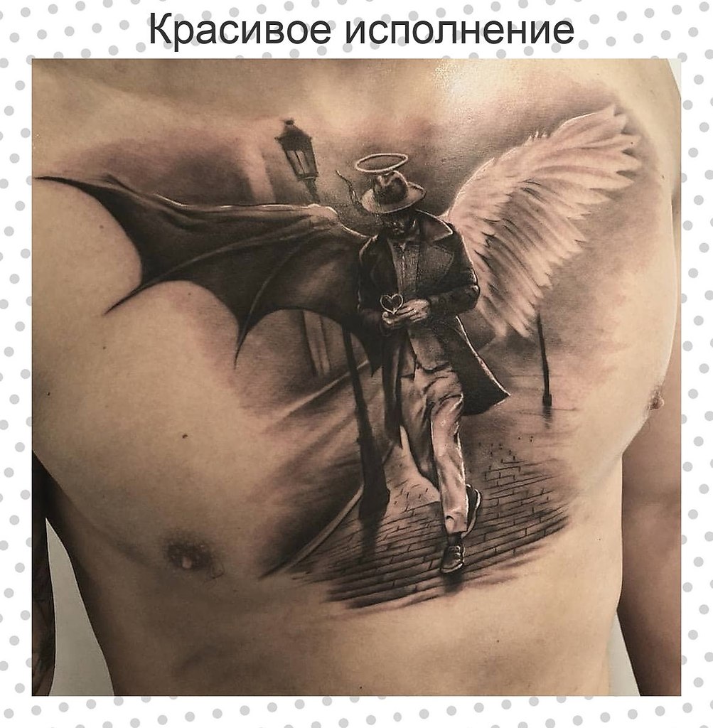 татуировки для мужчин на груди ангел фото 97