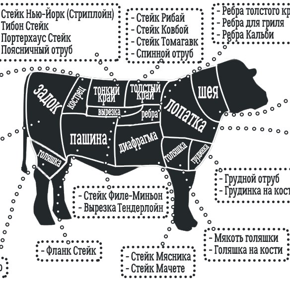 Схема стейков на корове