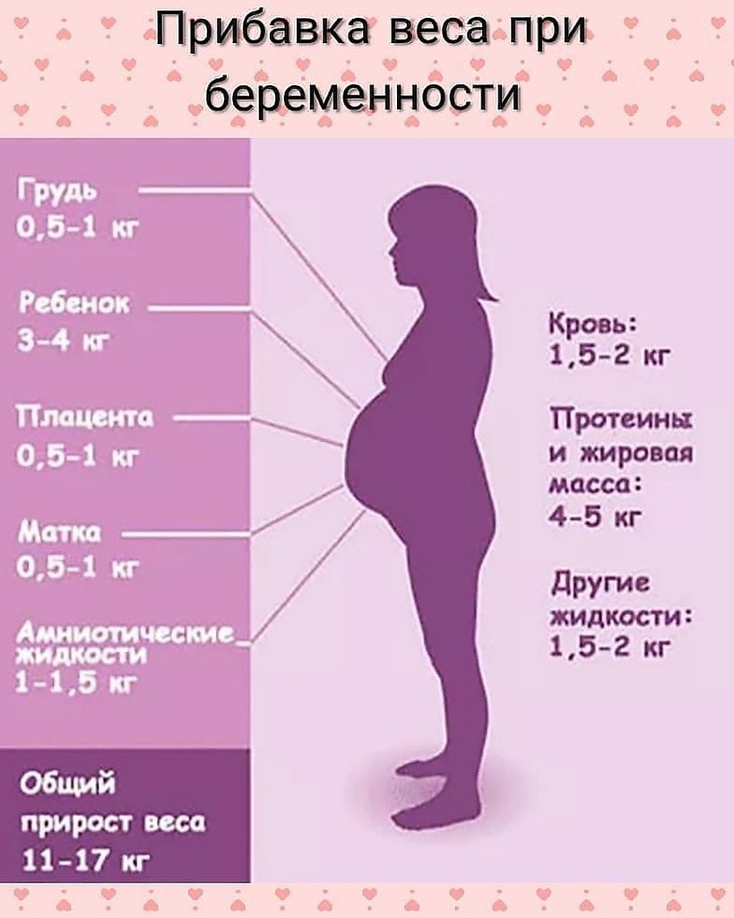 Прибавка в весе при беременности по неделям норма 2 триместр